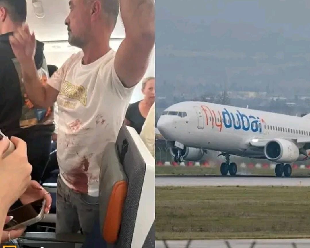A Flydubai Boeing 737 MAX 8 airliner flying in the sky